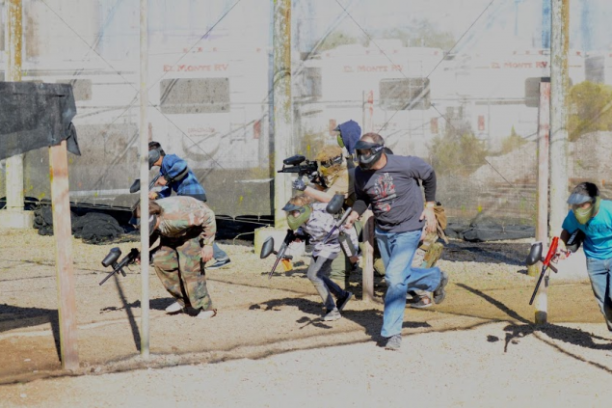 a group of people walking down the street