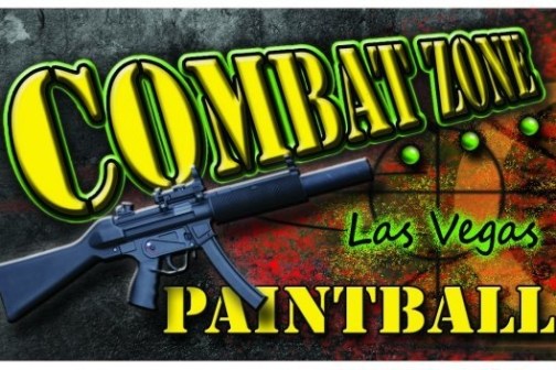 Combat Zone Paintball logo with rifle graphic and Las Vegas text.